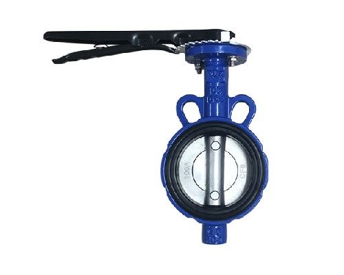 Van bướm tay gạt nối Wafer thân + cánh gang